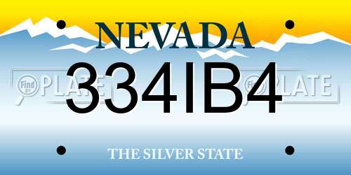 334IB4 Nevada License Plate