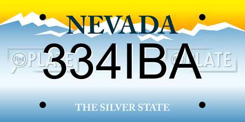 334IBA Nevada License Plate