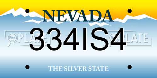 334IS4 Nevada License Plate