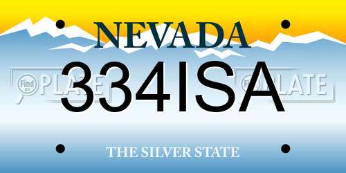 334ISA Nevada License Plate