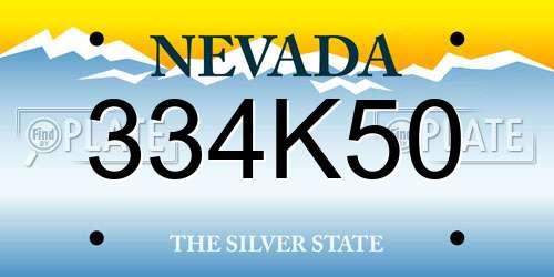 334K50 Nevada License Plate