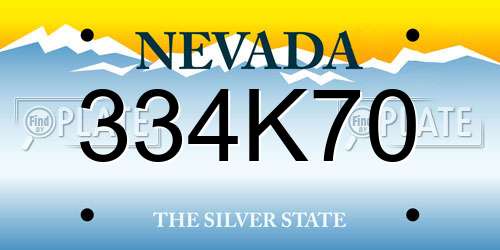 334K70 Nevada License Plate
