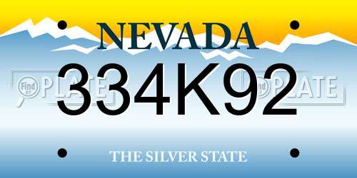 334K92 Nevada License Plate