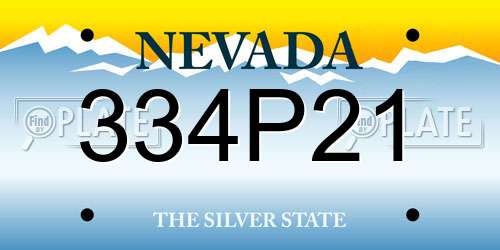 334P21 Nevada License Plate
