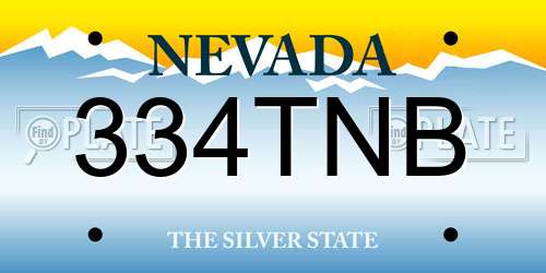 334TNB Nevada License Plate
