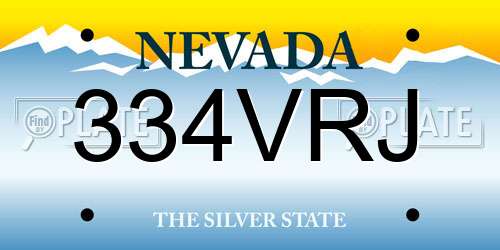 334VRJ Nevada License Plate