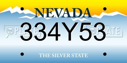 334Y53 Nevada License Plate