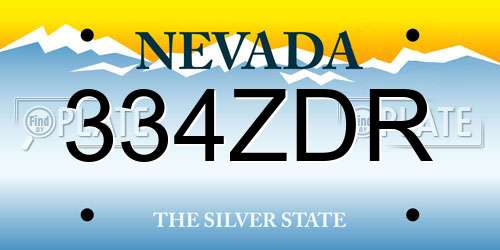 334ZDR Nevada License Plate
