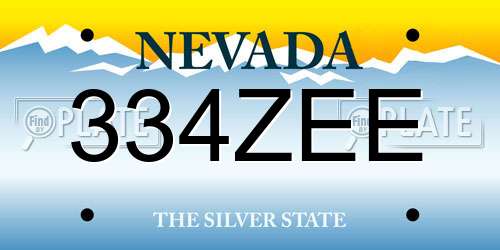 334ZEE Nevada License Plate
