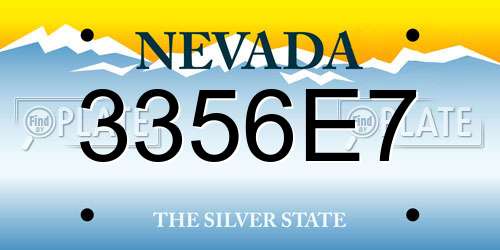 3356E7 Nevada License Plate