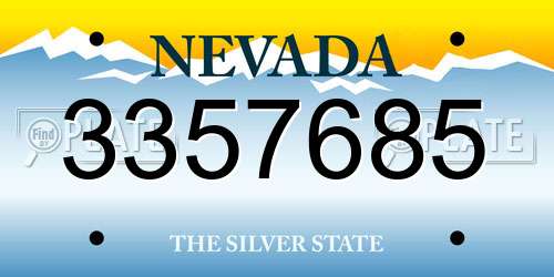 3357685 Nevada License Plate