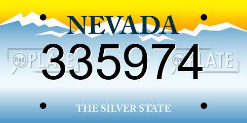 335974 Nevada License Plate