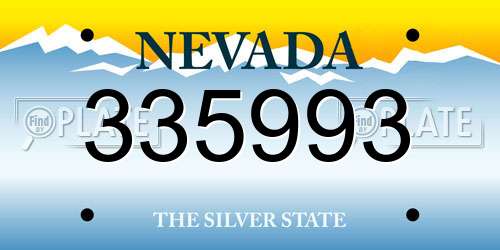 335993 Nevada License Plate