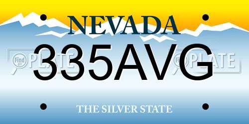 335AVG Nevada License Plate