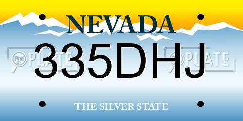 335DHJ Nevada License Plate