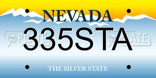 335STA Nevada License Plate