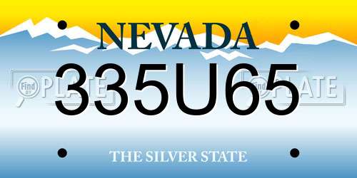 335U65 Nevada License Plate
