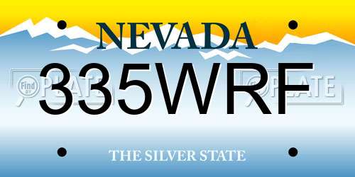 335WRF Nevada License Plate