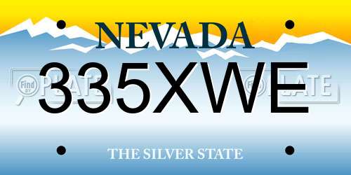 335XWE Nevada License Plate