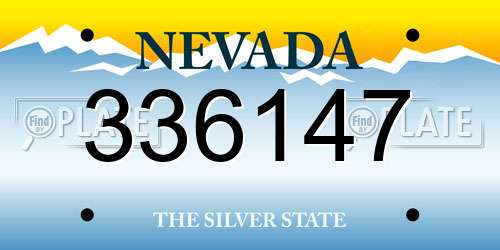 336147 Nevada License Plate