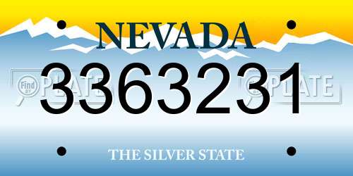 3363231 Nevada License Plate