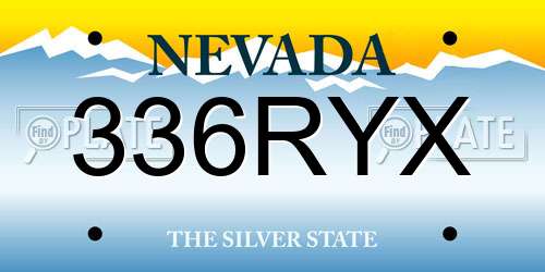 336RYX Nevada License Plate