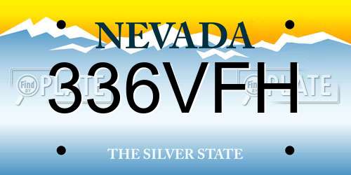 336VFH Nevada License Plate