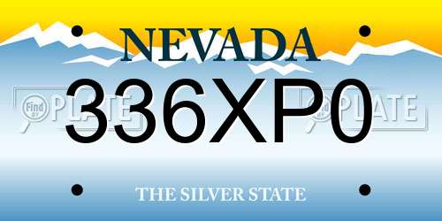 336XP0 Nevada License Plate