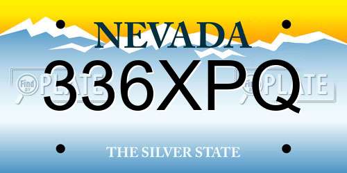 336XPQ Nevada License Plate