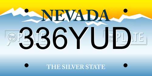 336YUD Nevada License Plate