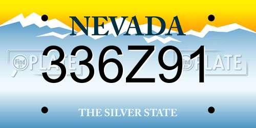 336Z91 Nevada License Plate
