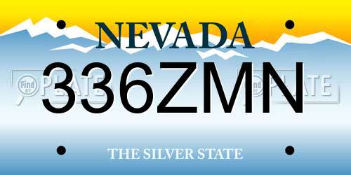 336ZMN Nevada License Plate
