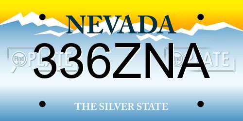336ZNA Nevada License Plate