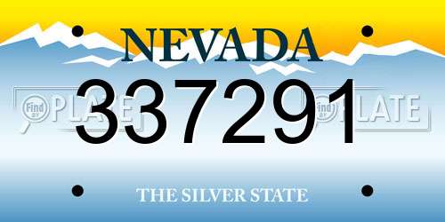 337291 Nevada License Plate