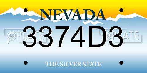 3374D3 Nevada License Plate