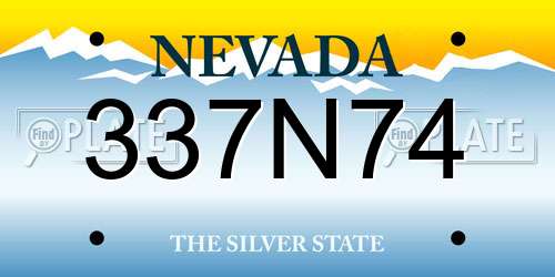 337N74 Nevada License Plate