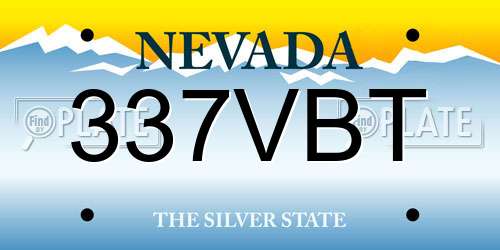 337VBT Nevada License Plate