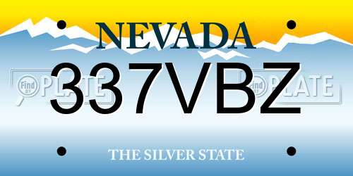 337VBZ Nevada License Plate