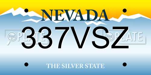 337VSZ Nevada License Plate
