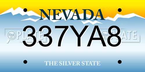 337YA8 Nevada License Plate