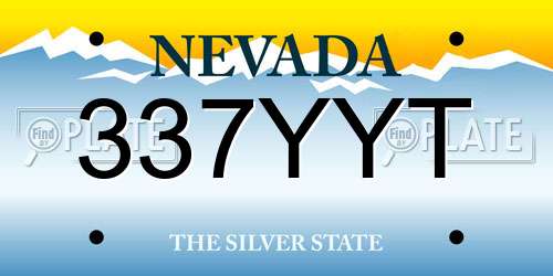 337YYT Nevada License Plate