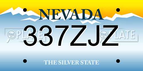 337ZJZ Nevada License Plate