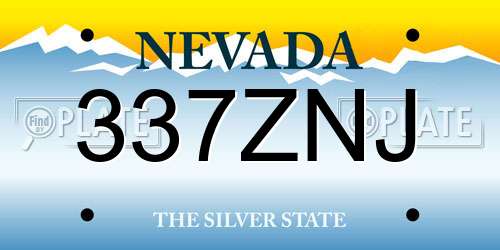 337ZNJ Nevada License Plate