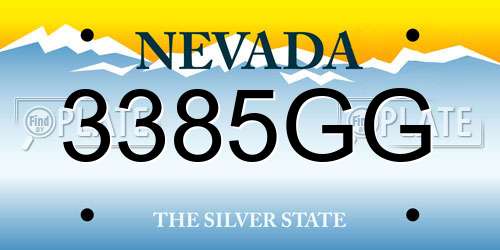 3385GG Nevada License Plate