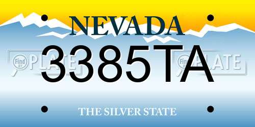 3385TA Nevada License Plate
