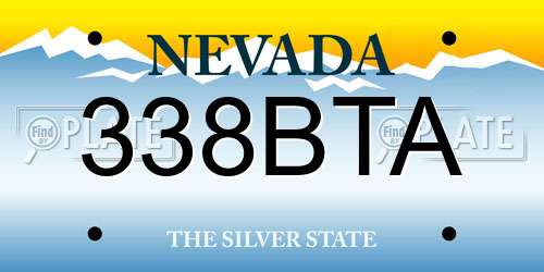 338BTA Nevada License Plate
