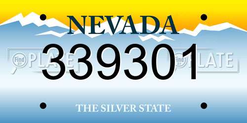 339301 Nevada License Plate