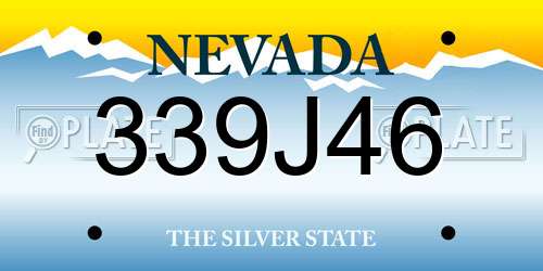 339J46 Nevada License Plate