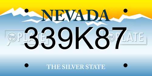 339K87 Nevada License Plate