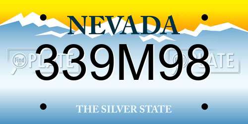 339M98 Nevada License Plate